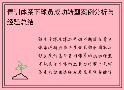 青训体系下球员成功转型案例分析与经验总结