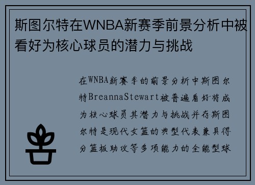 斯图尔特在WNBA新赛季前景分析中被看好为核心球员的潜力与挑战
